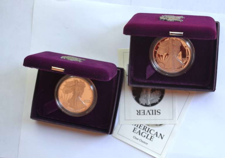1987 S &1991 S Proof Silver Eagles With Boxs Papers