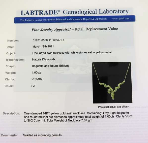 Sparkling Yellow Gold Diamond Swirl Necklace