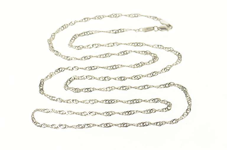 14K White Gold 2.3mm Rolling Twist Curb Spiral Chain Necklace