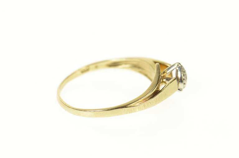 10K Yellow Gold Diamond Inset Textured Heart Love Symbol Ring