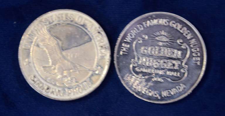 Lot of 2 Silver Golden Nugget Coins 37. grams of .999 Silver Total weight