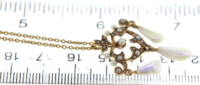Antique Seed and River Pearl Pendant on Chain
