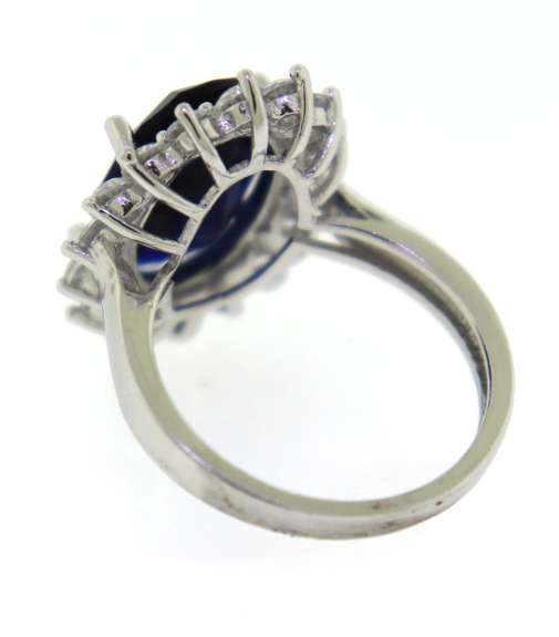 Blue and Clear Gemstone Sterling Silver Ring