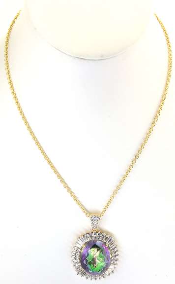 Fascinating Massive 25.00CTS Mystic Topaz & White Topaz Necklace in Vermeil