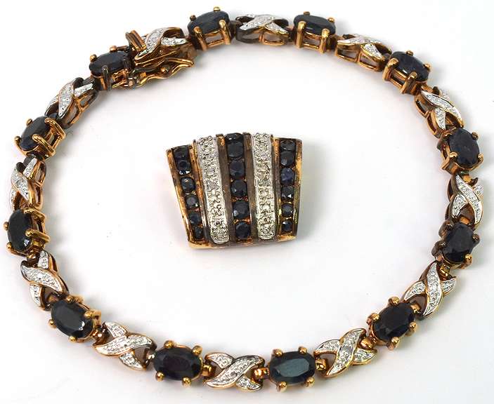 Flashy Sapphire Slide Pendant & Bracelet in Vermeil