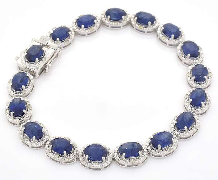 Opulent Sapphire & Diamond Bracelet in Sterling Silver