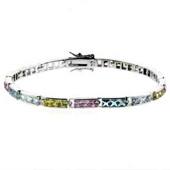 Sterling Silver Multi Colored CZ Bracelet