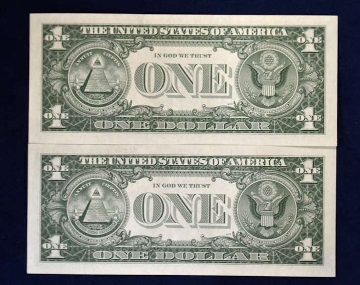 2 Consecutive BU One Dollar Silver Certificate Star Notes