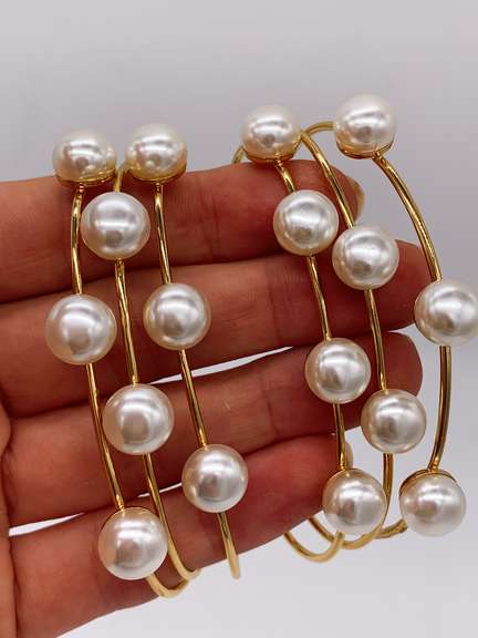 22kt Plated Sterling Silver Pearl Cuff Bracelet