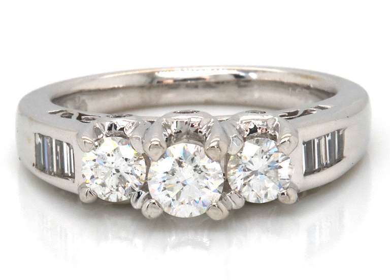 Modern Elegance 14kt WG Round Diamond Ring with Channel Set Accents