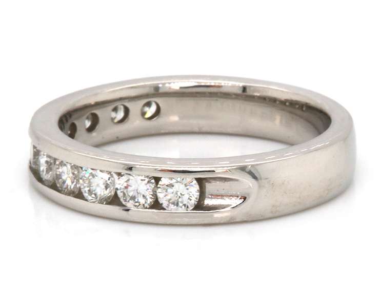 Contemporary Platinum Channel Set Diamond Band