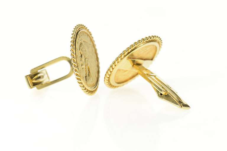 14K Yellow Gold 1928 Indian Head Quarter Eagle $2.50 Coin Cuff Links