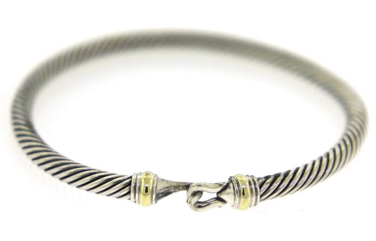 David Yurman 2 Tone Cable Classic Buckle Bracelet