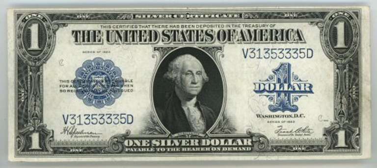 Crisp Series of 1923 Large Size $1 Silver Certificate