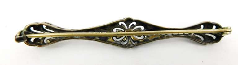Antique Sterling Filigree Bar Pin with Paste Stones