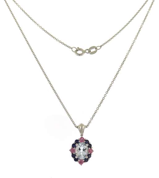 Very Colorful Gemstone Pendant Necklace