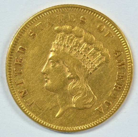 Super Rare 1855 US $3 Gold Piece in near Mint condition