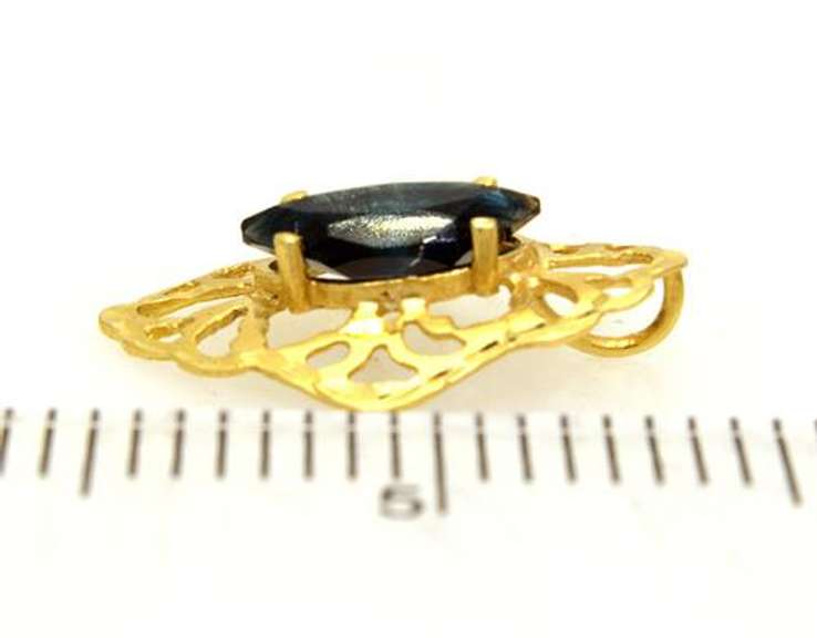 Ornate Blue Quartz Pendant in Gold