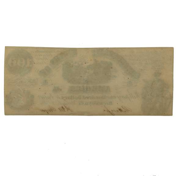 Early Feb 9 1861 Series CSA $100 Note.