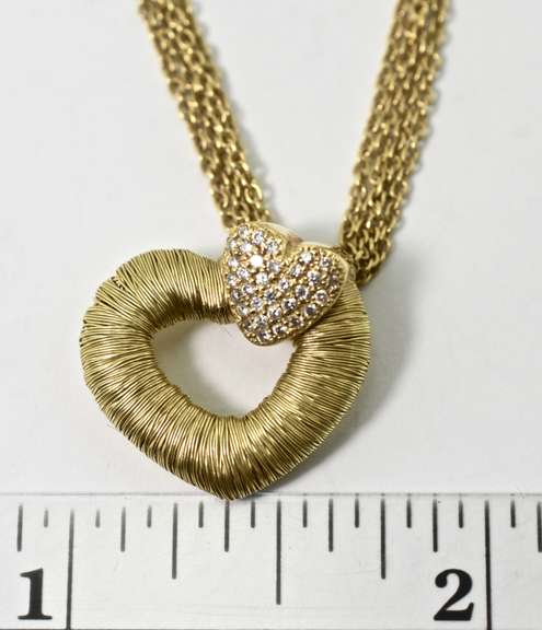 Elegant "Wrapped" 18K Diamond Heart on Necklace