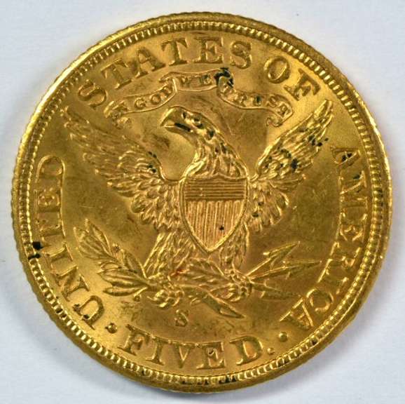 Nearly Gem BU 1902-S US $5 Liberty Gold Piece. Gorgeous