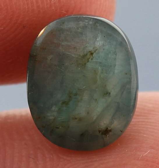 Glistening sea green 4.59ct untreated Grandidierite cabochon