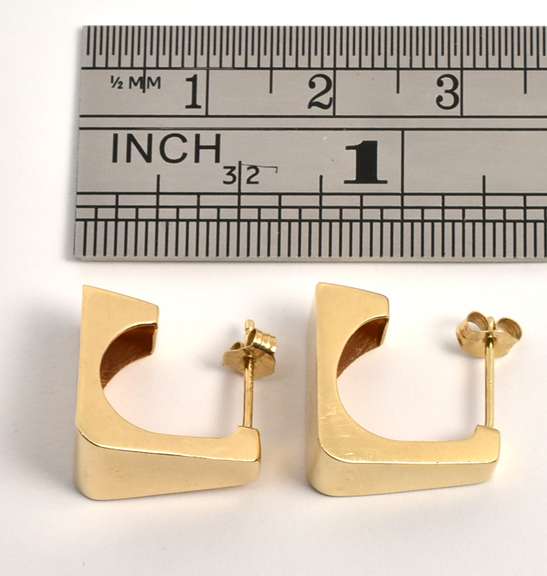 Wide 14k J Hoop Earrings