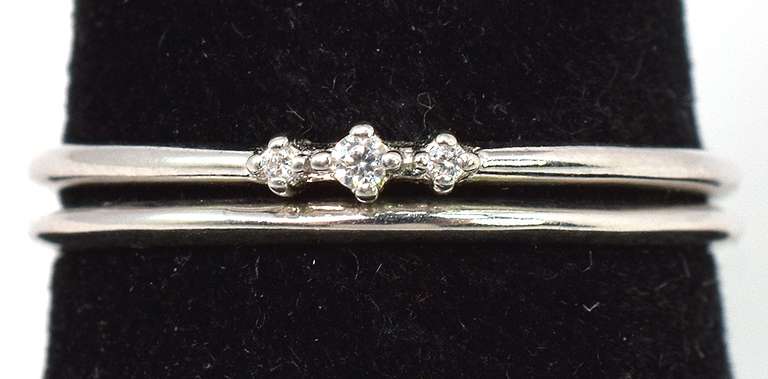 Dainty Stacking Rings with CZs in Sterling Silver