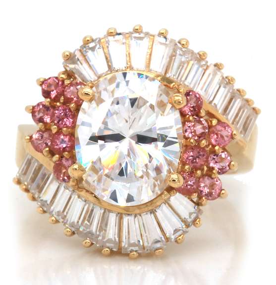 Magnificent 14kt YG White & Pink CZ Ring