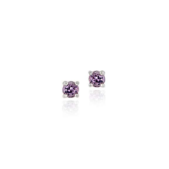 Sterling Silver Genuine 1/2ct Amethyst 4mm Round Stud Earrings - February Birthstone