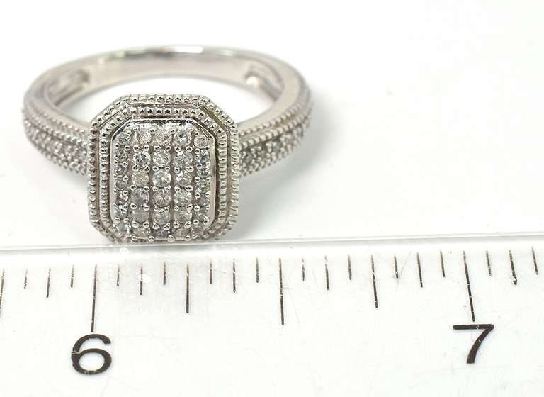 Sparkling Diamond Cluster Ring in Sterling Silver