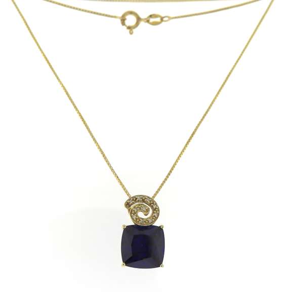 Sterling Silver Blue Glass Necklace