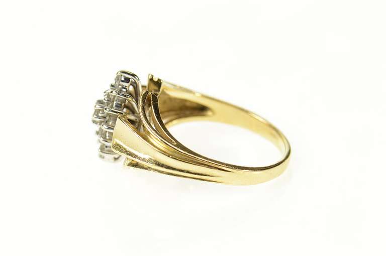 14K Yellow Gold Marquise Diamond Cluster Classic Statement Ring