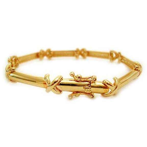 18k Gold Over Sterling Silver 'X' & Bar Link Bracelet