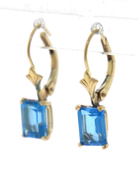 Amazing Yellow gold Blu eTopaz Dangle Earrings