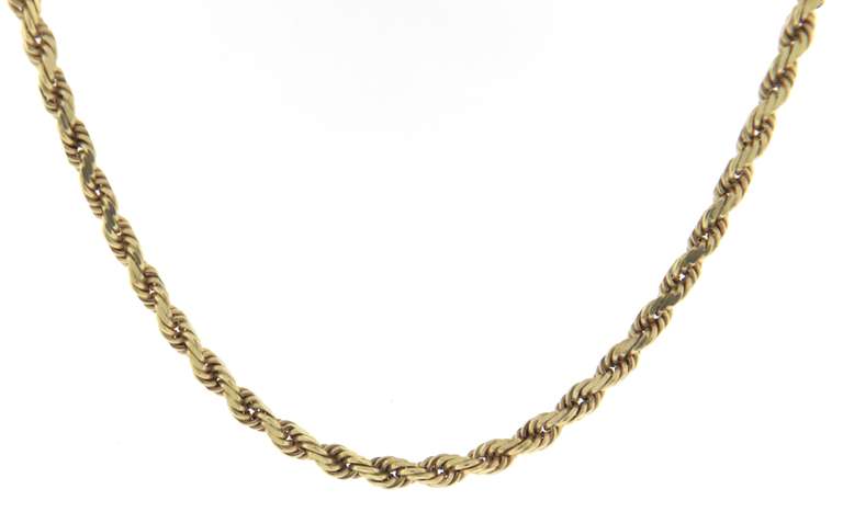 Popular Yellow Gold Rope Chain Necklace