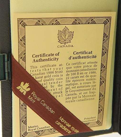 Two gold coins 1985 and 1986 Canadian 100 Dollar Commemorative Coins