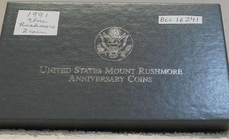 1991 Unc Mt. Rushmore 2 coin set, Sil