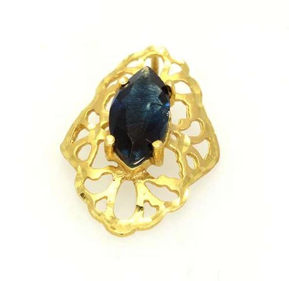 Ornate Blue Quartz Pendant in Gold