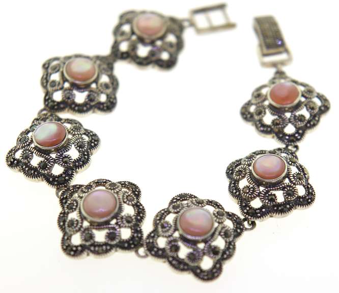 Sterling silver Marcasite Gemstone Bracelet
