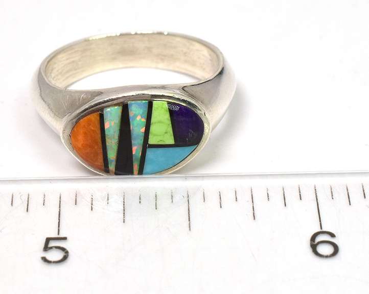 Sterling Silver Multi Color Enamel Ring
