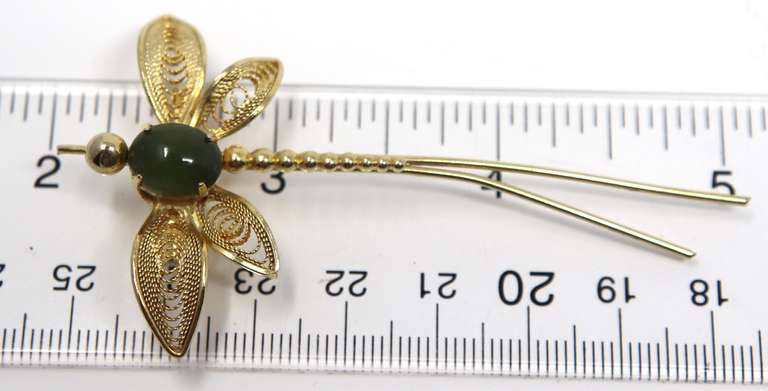 Gold Plated Jade Dragon Fly