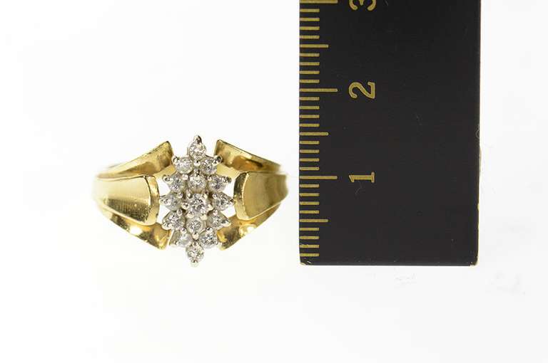 14K Yellow Gold Marquise Diamond Cluster Classic Statement Ring