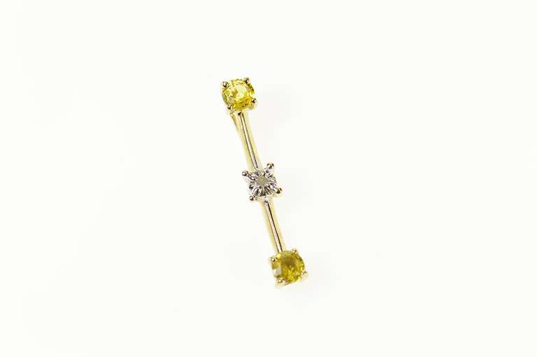 14K Yellow Gold Tiered Citrine Diamond Inset Bar Statement Pendant