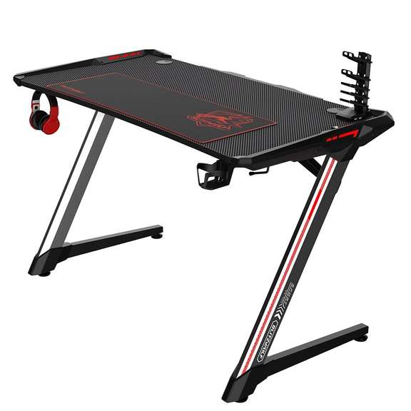 46.85 inch Z Shaped Gamer Table with RGB Light