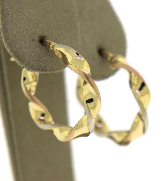 Simple 14kt Yellow Gold Twisted Trio Hoop Earrings