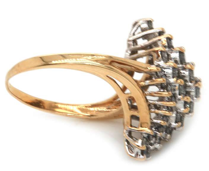 Gorgeous 14kt YG Diamond Cluster Waterfall Ring