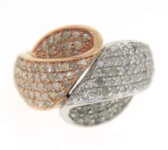 Fabulous White & Rose Gold Pave Diamond Ring