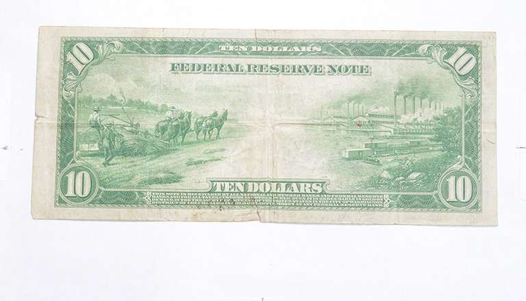 1914 $10.00 Chicago, IL. Federal Reserve Note - Large Note