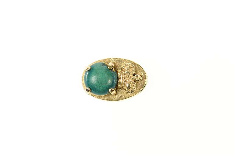 14K Yellow Gold Victorian Green Cabochon Slide Bracelet Charm/Pendant